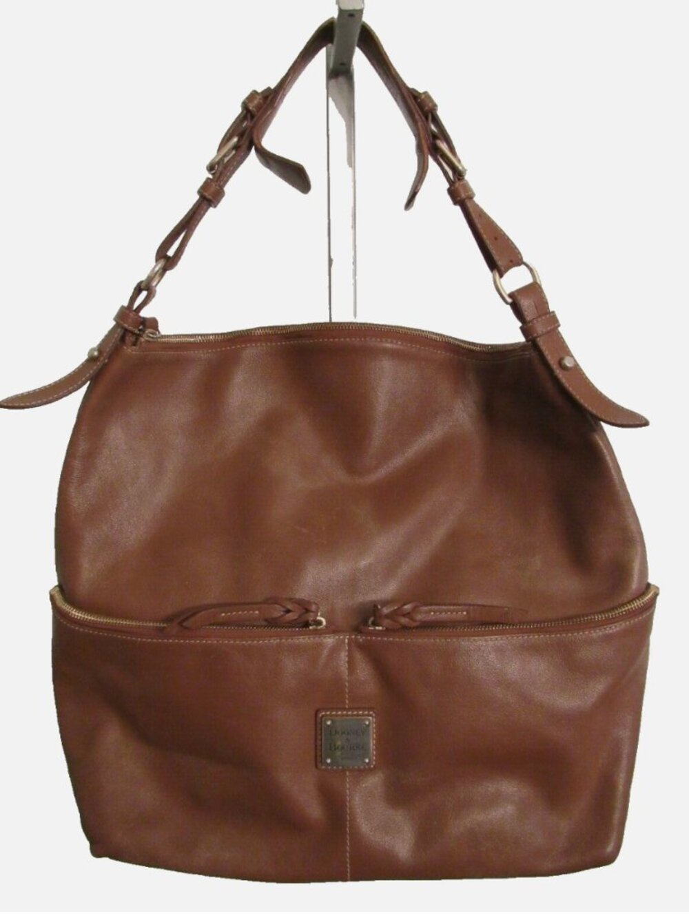 DOONEY & BOURKE DILLEN Brown Pebbled Leather Large Hobo Bag